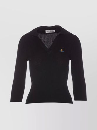 Vivienne Westwood ribbed texture v-neck polo with long sleeves