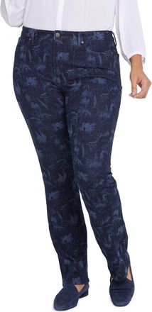 NYDJ Floral Print High Waist Slim Bootcut Jeans in Bishop Floral Multi Laser at Nordstrom, Size 16W