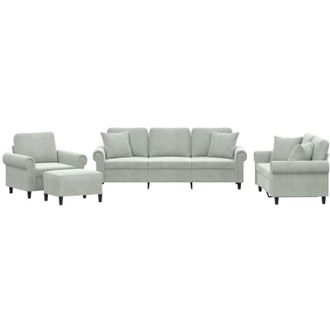 vidaXL Vidaxl - Juego De Sof&aacute;s Con Cojines 4 Piezas Terciopelo Gris Claro