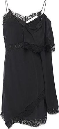 Iro Black silk & lace one shoulder dress Size XS
