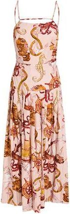 Farm Rio NAUTICAL WONDER PINK STRAPPY MAXI DRESS