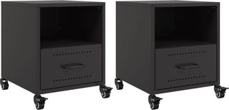 vidaXL Bedside Cabinets 2 pcs Black 36x39x43.5 cm Steel Vidaxl