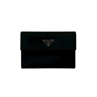 Prada Black Nylon Leather Wallet (Tri-Fold) (Pre-Owned)