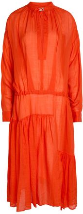 Dries Van Noten Denvo Tiered Ramie Shirt Dress - Red - 40 (UK12 / M)