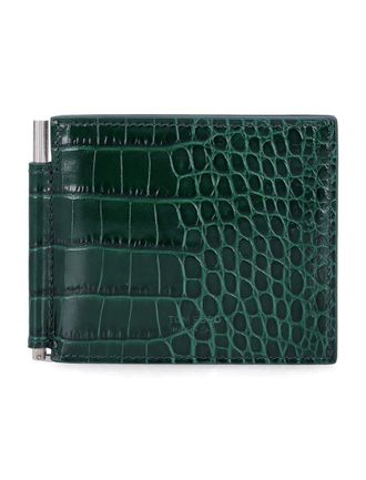 Tom Ford Croc-Embossed Leather Money Clip Wallet