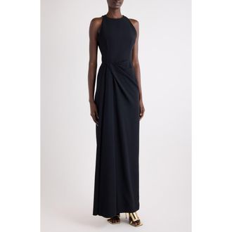 Givenchy Drape Front Sleeveless Stretch Crepe Gown in Black at Nordstrom, Size 12 Us