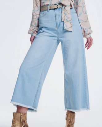 Q2 Ava High Waist Wide Leg Jeans In Pale Blue