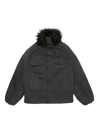 Acne Studios Jack met kraag van imitatiebont - Zwart