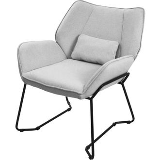 ML Design Poltrona Lounge Grigio Chiaro Sedia Reclinabile con Rivestimento in Lino e Gambe in Metallo Nero Poltroncina Ergonomica da Salotto con Braccioli e