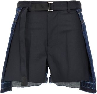 sacai Blue Wool insert shorts