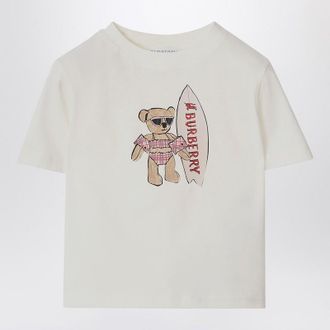 Burberry White T-shirt with surfing teddy bear