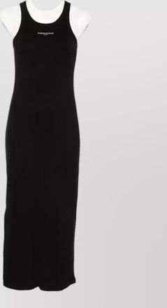 Maison Kitsun&eacute; logo ribbed dress sleeveless round neck slits
