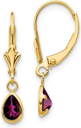 Diamond2Deal 14k Yellow Gold 6x4mm Rhodolite Garnet Stud Earrings
