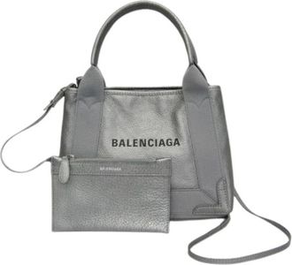 Balenciaga Pre-owned Navy Cabas XS - Dames - Vintage Shopper - Grijs - ONE Size - Leer - Vintage