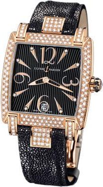Ulysse Nardin Caprice Black Dial 18kt Rose Gold Diamond Black Stingray Ladies Watch 136-91AC-06-02