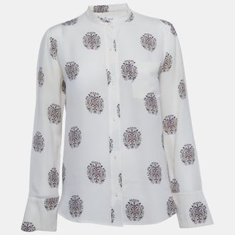 A.L.C. A. l.c Cream Floral Print Silk Julie Blouse