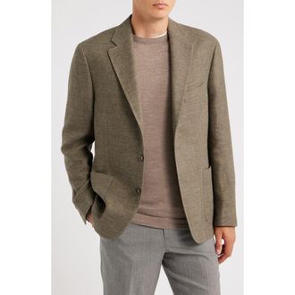 Vince Icon Relaxed Fit Green M&eacute;lange Cotton & Linen Sport Coat at Nordstrom, Size 44