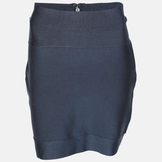 H&eacute;rve L&eacute;ger Blue Knit Mini Skirt M