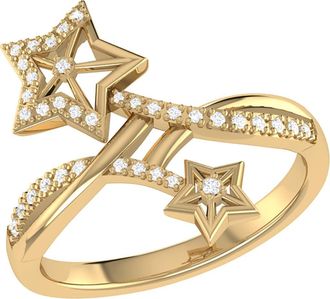 LuvMyJewelry Dreamer Stars Entwined Diamond Ring - 0.14ct. in 14Kt Gold Vermeil On Sterling at Nordstrom Rack, Size 6.5