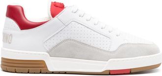 Moschino embroidered-logo panelled trainers - men - Calf Leather/Fabric/Rubber - 40 - White