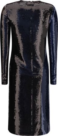 Tom Ford Womens Two-Tone Sequin Dress Royal Blue + Brown Polyamide; Elastane