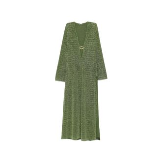Os&eacute;ree Maxi Dresses, female, Green, Size: M V-neck Ring Maxi Dress