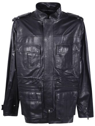 Balmain Lambskin Leather Mid Length Parka