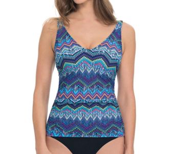 Gottex E-Cup V-Neck Tankini Top In Skyline