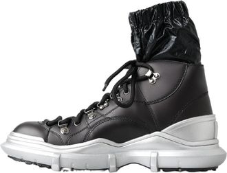 Dolce & Gabbana Mens Black Nylon Galileo High Top Sneakers Shoes Leather