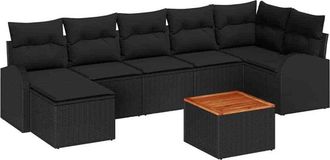vidaXL Conjunto De Sof&aacute; De Jard&iacute;n 8 Pcs Negro Vidaxl