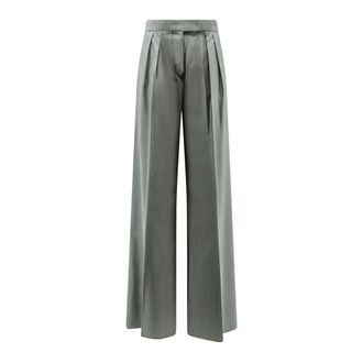 Max Mara Wide-fit wool and silk trousers - female - Max Mara - Wide Trousers - Green - XS - Trousers