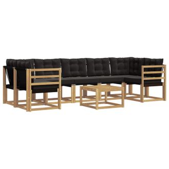 vidaXL Conjunto De Sof&aacute;s De Exterior Con Coj&iacute;n 8 Pcs Blanco Y Negro Vidaxl