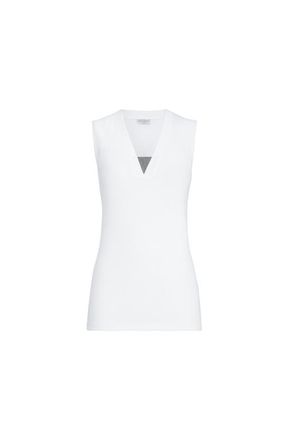 Brunello Cucinelli Ribbed jersey top in White at Nordstrom, Size Xx-Large Eu