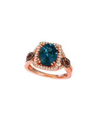 Le Vian 14K Rose Gold 3.44 Ct. Tw. Diamond & Deep Sea Blue Topaz Cocktail Ring
