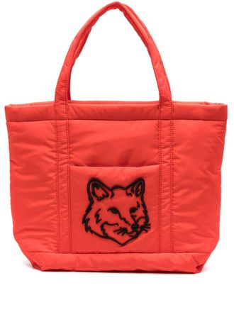Maison Kitsun&eacute; medium Fox Head tote bag - Orange