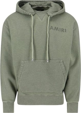 Amiri Muted Green Hoodie With Kangaroo Pocket And Drawstring Hood