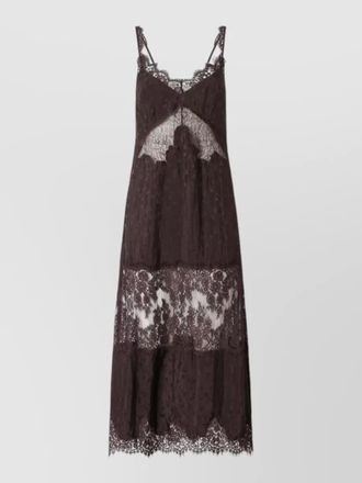 Pinko knee length dress belt lace neckline