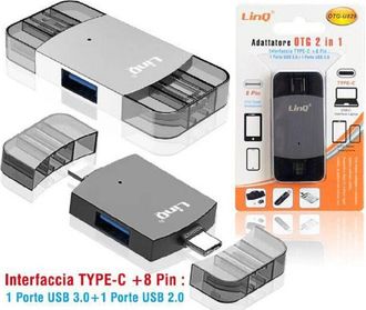 Trade Shop Trade Shop - Adattatore Otg 2in1 Type-c + Lightning + 2xusb Femmina Otg-u829 Trasferimento Dati