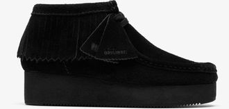 Clarks Wallabee Wedge Fringe Black Suede