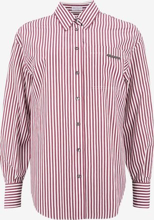 Brunello Cucinelli Gestreiftes Popelinehemd Shiny Tab