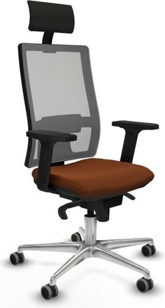 Piqueras y Crespo Piqueras Y Crespo - Horna sincro malla gris similpiel marrón brazos 2D base aluminio cabecero fijo ruedas 65mm engomadas