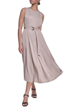 Karl Lagerfeld Belted Sleeveless Midi Dress in Sand at Nordstrom, Size 10