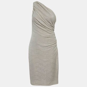 Ralph Lauren Lauren Ralph Lauren Metallic Lurex Knit One Shoulder Mini Dress