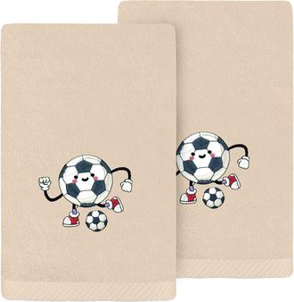 Linum Home Textiles 2-Pack Embroidered Hand Towel in Sand Soccer at Nordstrom Rack