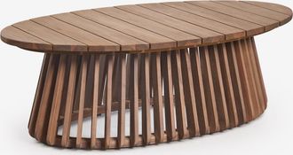 Sklum Mesa De Centro Para Jard&iacute;n Ovalada 120x65 Cm En Madera De Acacia Mura Sklum