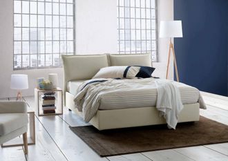 Dmora Dmora - Cama Matrimonial Daam, Cama Contenedor Con Revestimiento De Tela, 100% Made In Italy, Apertura Frontal, Adecuado Para Colch&oacute;n 140x190 Cm, Beig