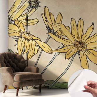 Tulup Carta Da Parati Autoadesiva - Fotomurale - Decorazione Parete - Stile Elegante - Decorazione Casa - Fiori Ad Acquerello 250x250 Cm