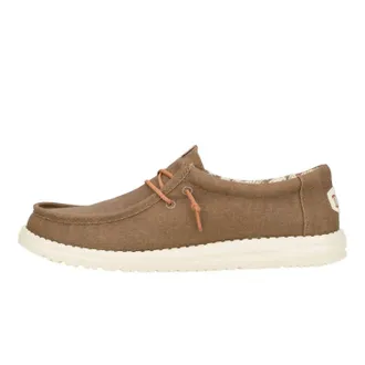 Hey Dude Mens Wally Waxed Canvas Sneaker In Walnut