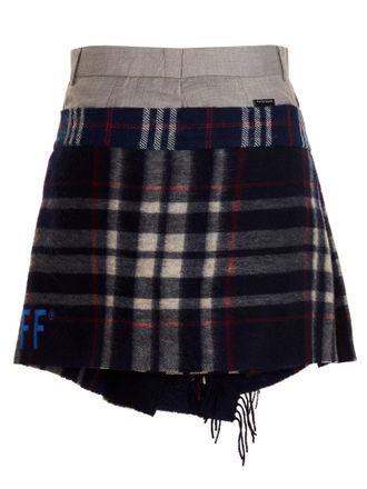 1/OFF Check Scarf Reworked Skirt - grey