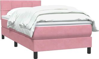 vidaXL Cama Box Spring Con Colch&oacute;n Terciopelo Rosa 80x220 Cm Vidaxl